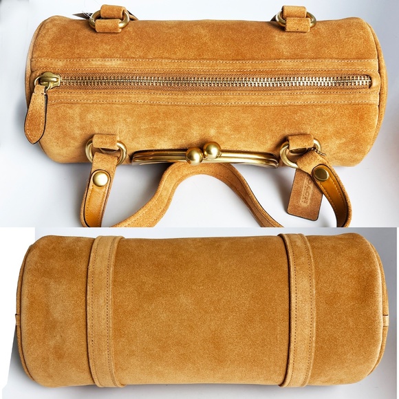 NWT Coach Originals Kisslock Barrel Bag Caramel Suede Leather Limited Edition - Picture 13 of 15